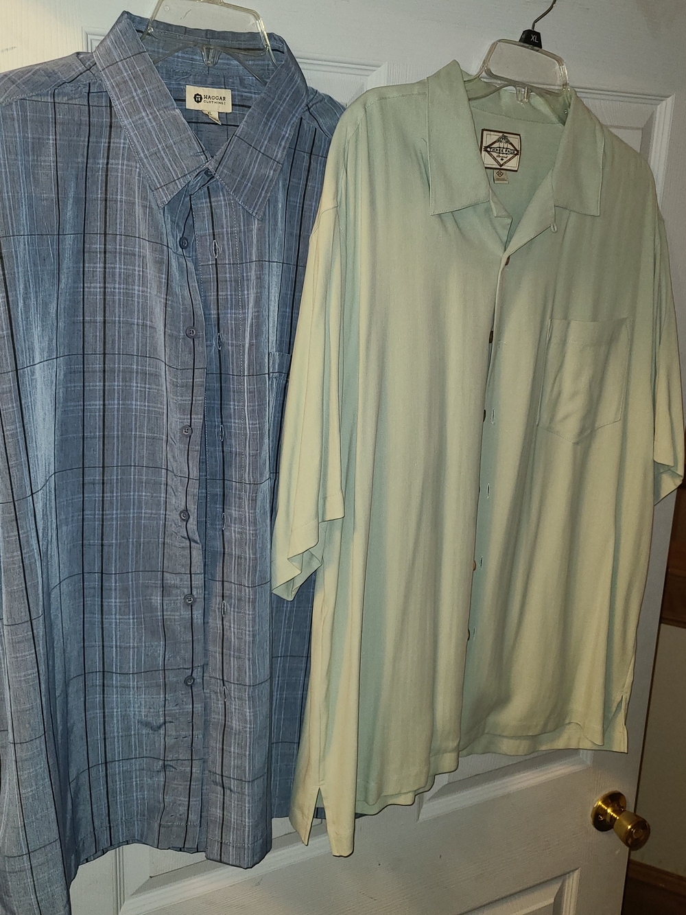 Light Blue Plaid & Pale Mint Short-Sleeve Button Shirts Size XL